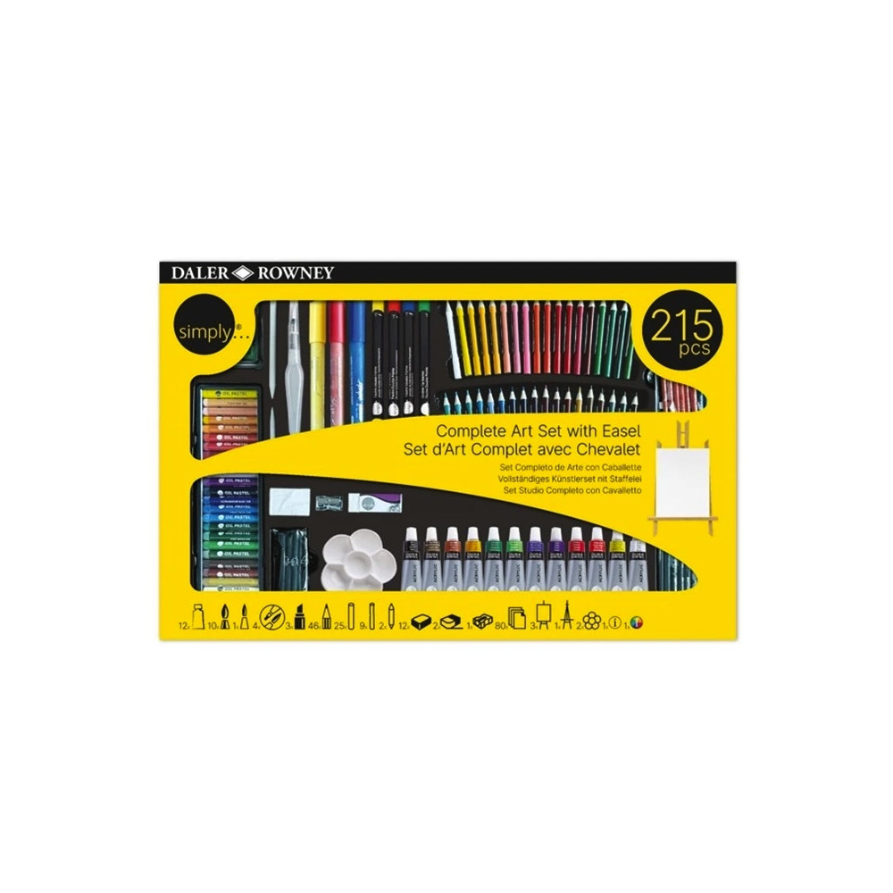 Simply Art Set with easel - Daler Rowney - 215 pcs.