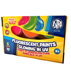 Set of decorative fluorescent glowing in UV paints - Astra - 6 x 20 ml