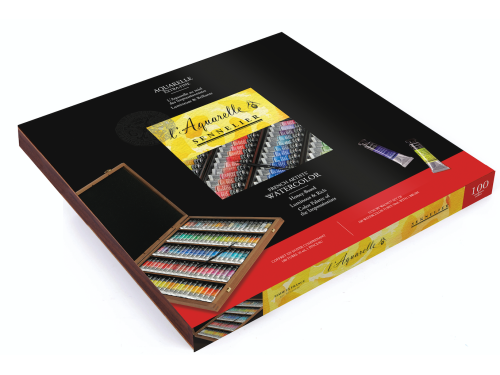 Set of l’Aquarelle watercolor paints in wooden case - Sennelier - 100 x 10 ml