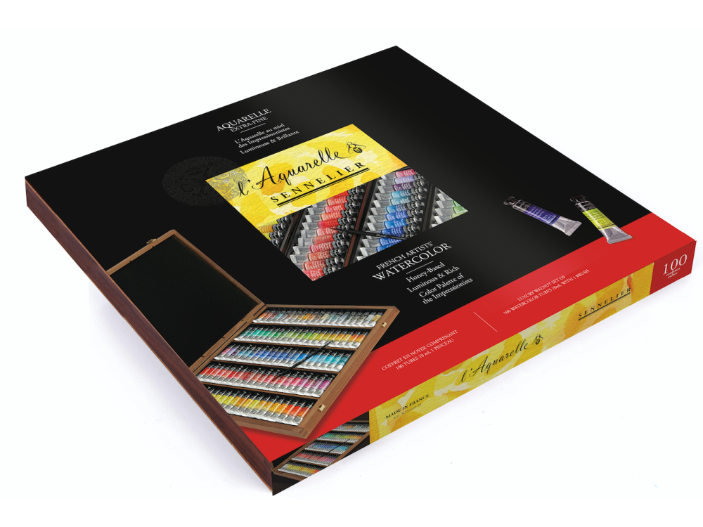 Zestaw akwareli l’Aquarelle w drewnianej kasecie - Sennelier - 100 x 10 ml