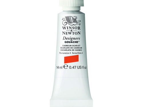 Gouache paint in tube - Winsor & Newton - Cadmium Scarlet 14 ml