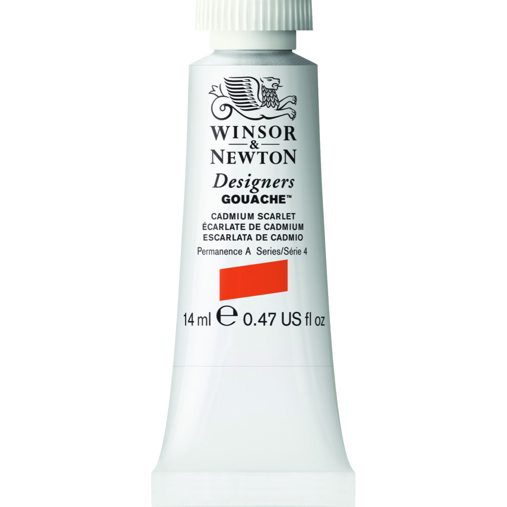 Gouache paint in tube - Winsor & Newton - Cadmium Scarlet 14 ml