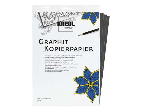 Papier kopiujący na szkło porcelanę metal A4 - Kreul - grafitowy 10 ark.