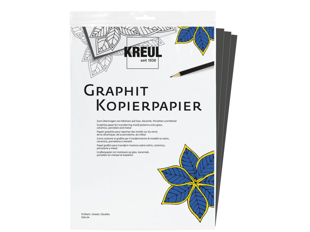 Papier kopiujący na szkło porcelanę metal A4 - Kreul - grafitowy 10 ark.
