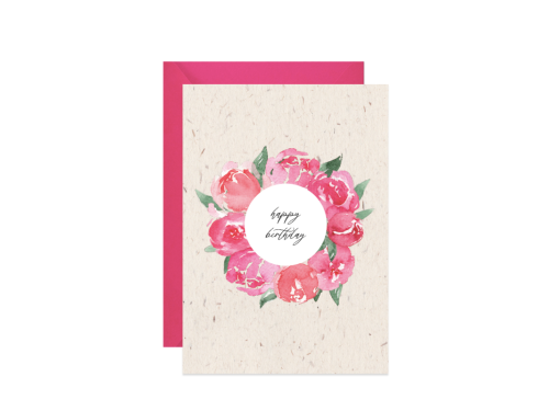 Greeting card - Paperwords - Wreath of peonies A6