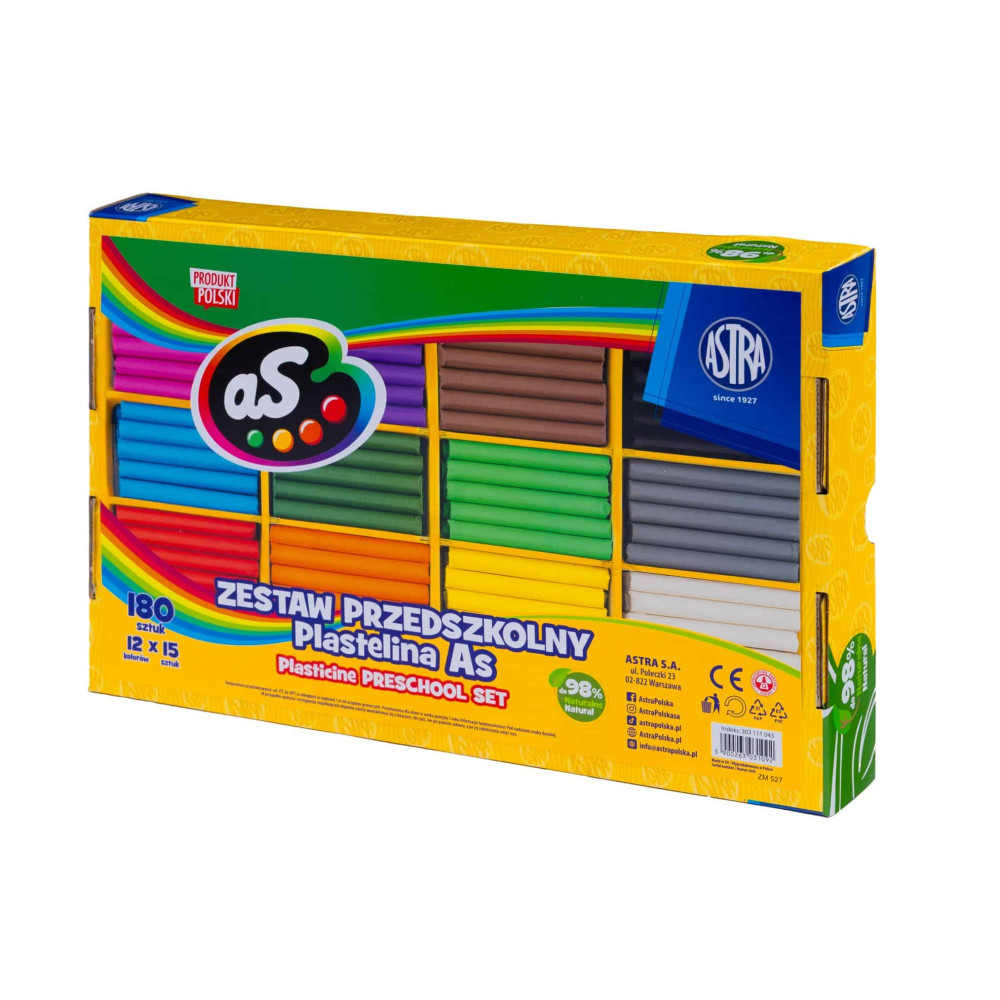 School plasticine - Astra - 12 colors 180 pcs