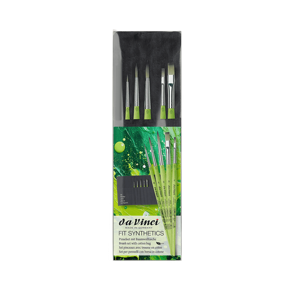 Set of synthetic Fit brushes with cotton case - Da Vinci - 5 pcs.
