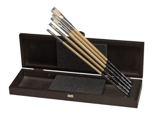 Set of Chuneo synthetic brushes in wooden case - Da Vinci - 5 pcs.