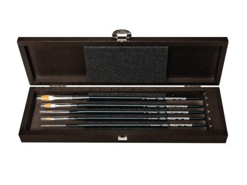 Set of Nova synthetic brushes in wooden case - Da Vinci - 5 pcs.