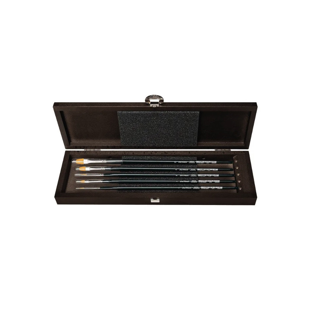 Set of Nova synthetic brushes in wooden case - Da Vinci - 5 pcs.