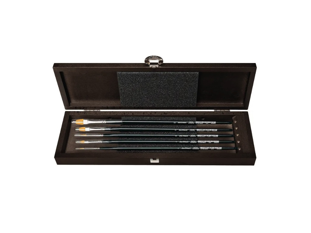 Set of Nova synthetic brushes in wooden case - Da Vinci - 5 pcs.