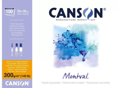 Blok do akwareli Montval 24 x 32 cm - Canson - 300 g 12 ark.