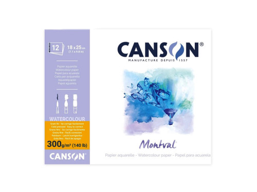 Blok do akwareli Montval 18 x 25 cm - Canson - 300 g 12 ark.