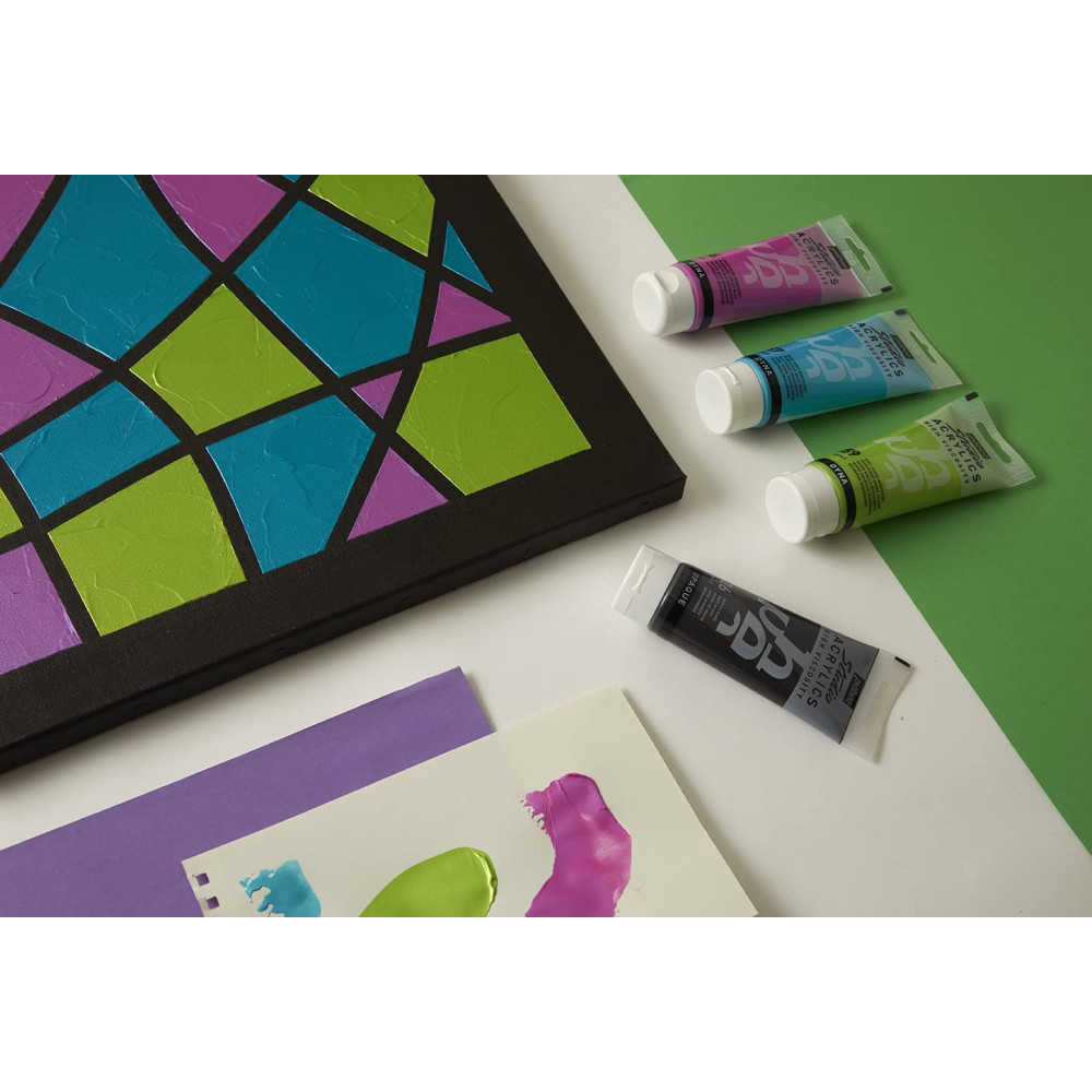 Set of Studio Acrylics paints with color wheel - Pébéo - 5 x 250 ml