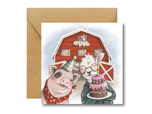 Kartka okolicznościowa - Hi Little - Urodzinowa Farma 14,5 x 14,5 cm