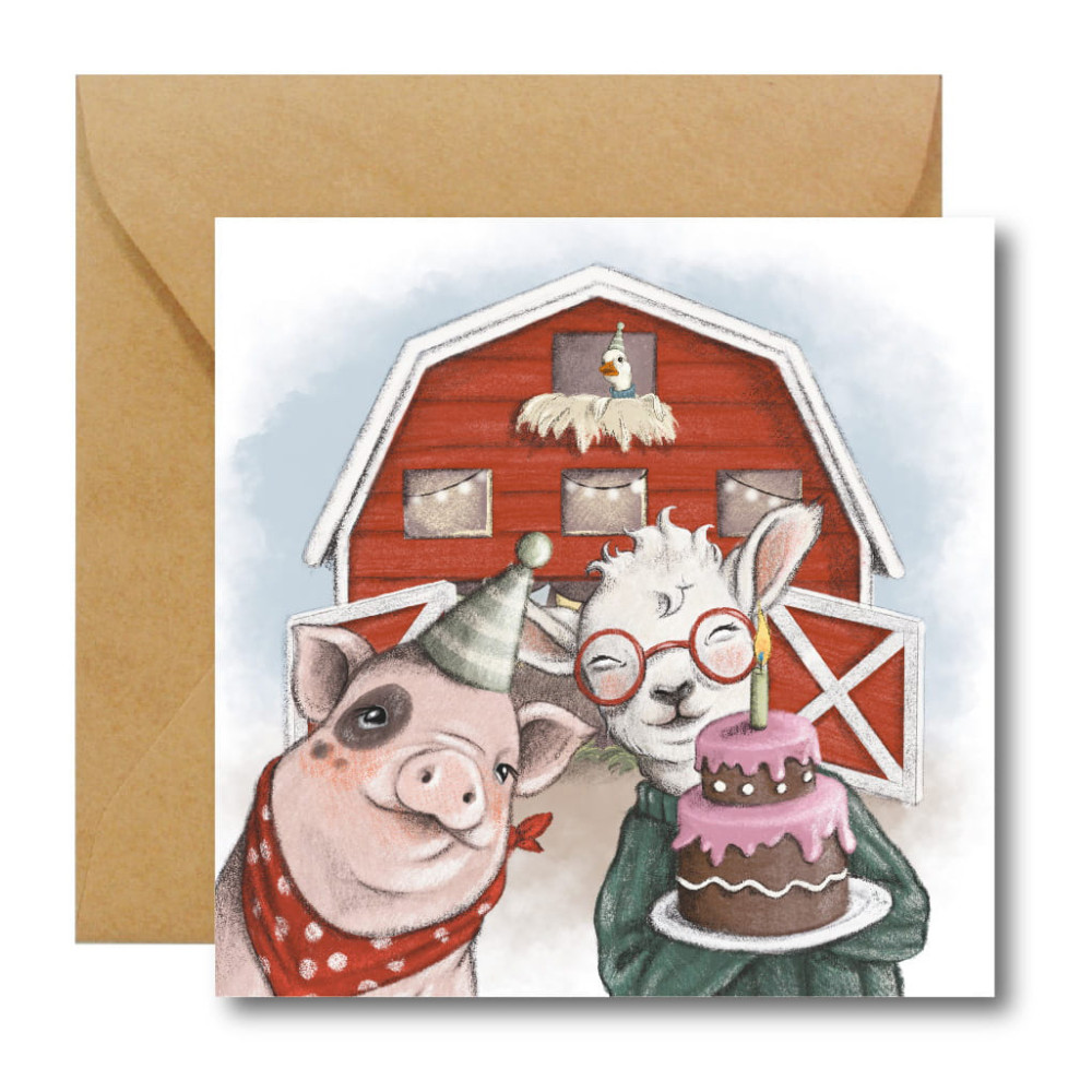 Kartka okolicznościowa - Hi Little - Urodzinowa Farma 14,5 x 14,5 cm