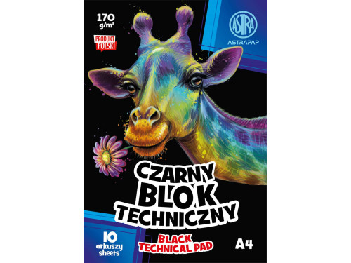 Blok techniczny A4 - Astra - czarny 170 g/m2 10 ark.