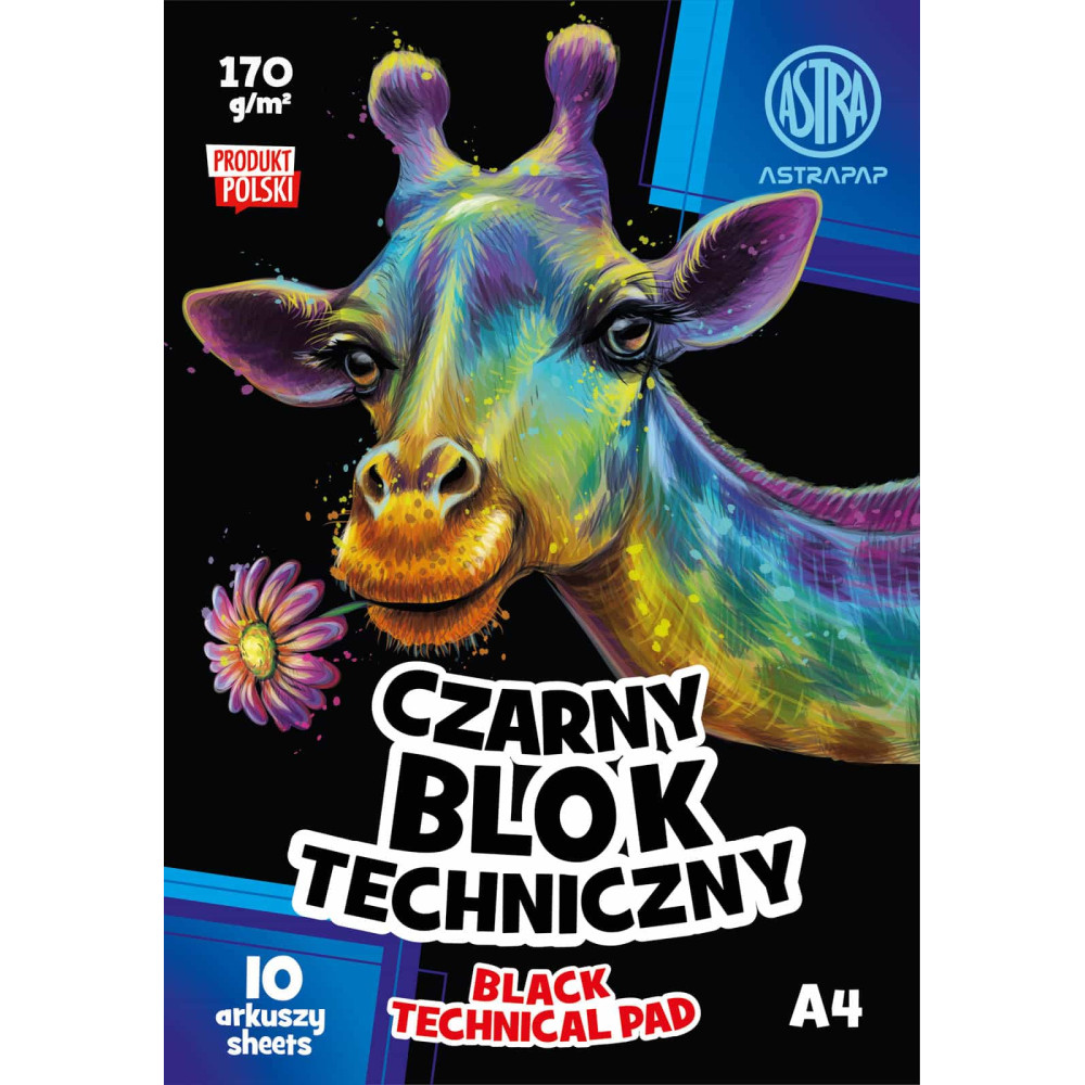 Blok techniczny A4 - Astra - czarny 170 g/m2 10 ark.