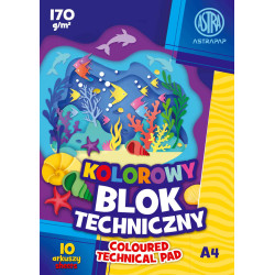 Blok techniczny A4 - Astra - kolorowy 170 g/m2 10 ark.