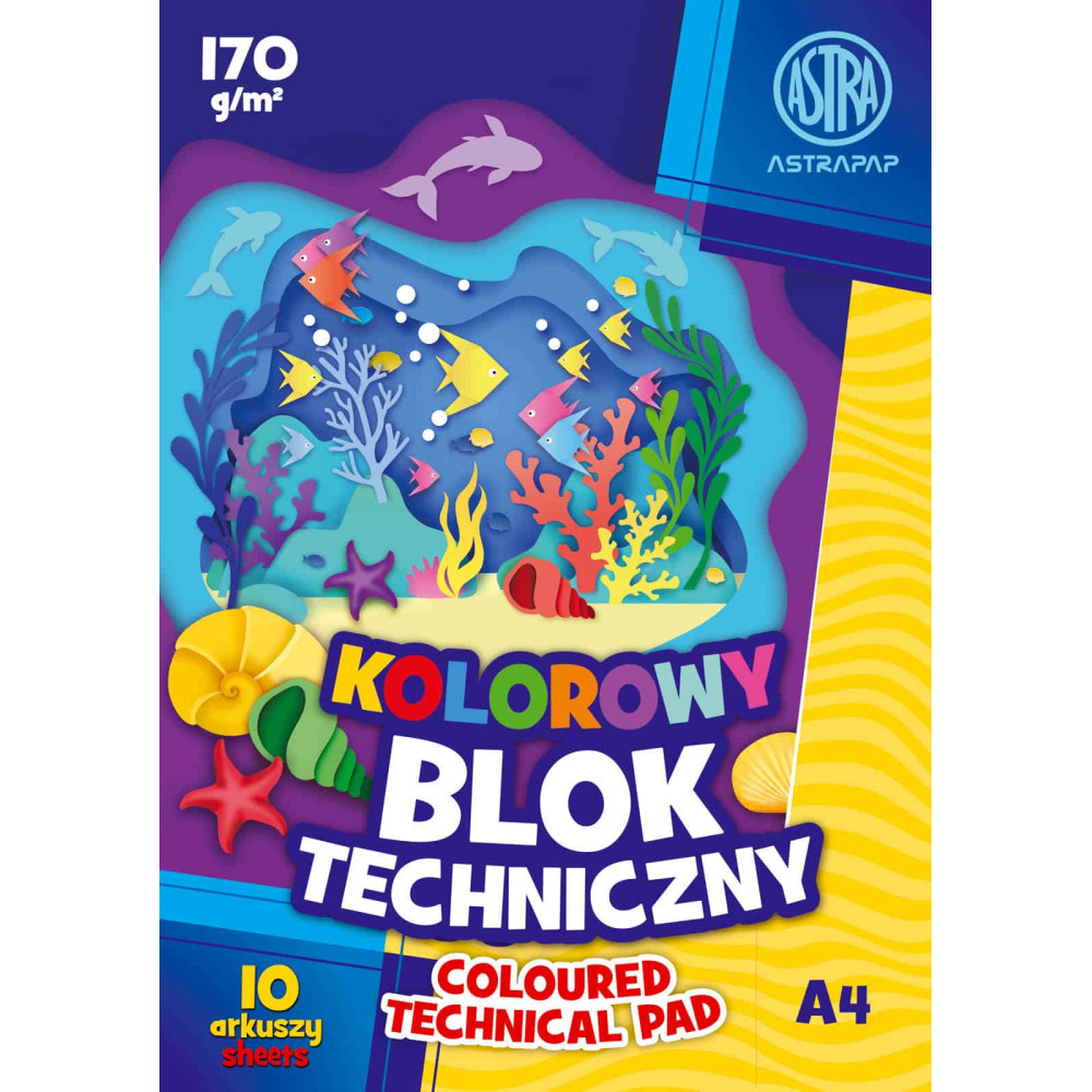 Coloured Technical Pad A4 - Astra - 170 g/m2 10 sheets