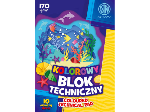 Blok techniczny A3 - Astra - kolorowy 170 g/m2 10 ark.