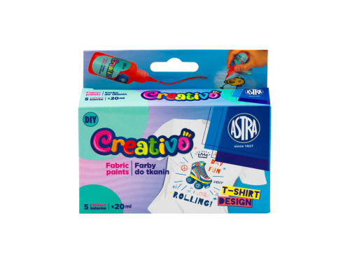 Zestaw farb do tkanin Creativo - Astra - 5 x 20 ml