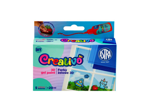 Zestaw farb żelowych do naklejek 3D Creativo - Astra - 5 x 20 ml