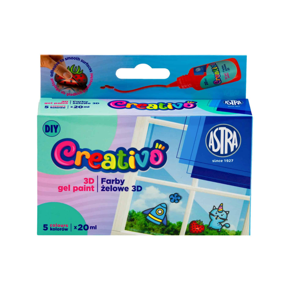 Set of Creativo 3D gel paints - Astra - 5 x 20 ml