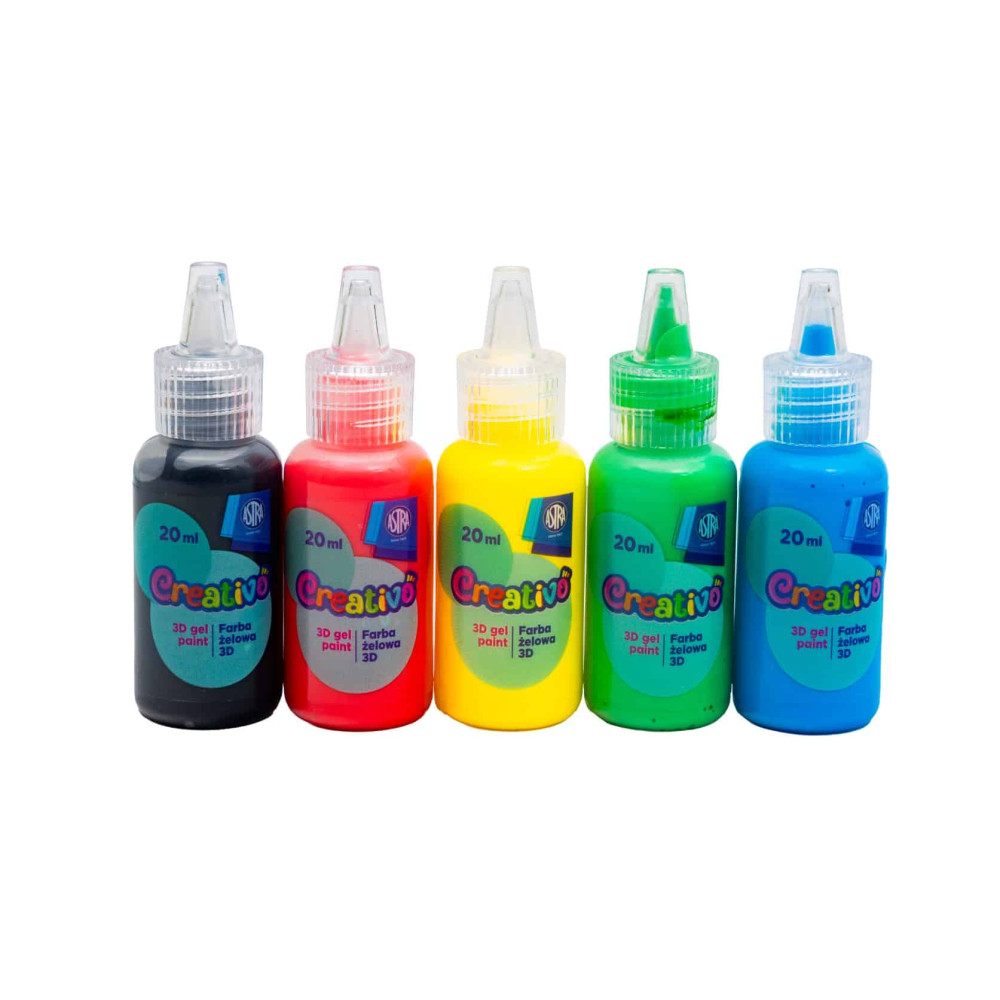 Zestaw farb żelowych do naklejek 3D Creativo - Astra - 5 x 20 ml