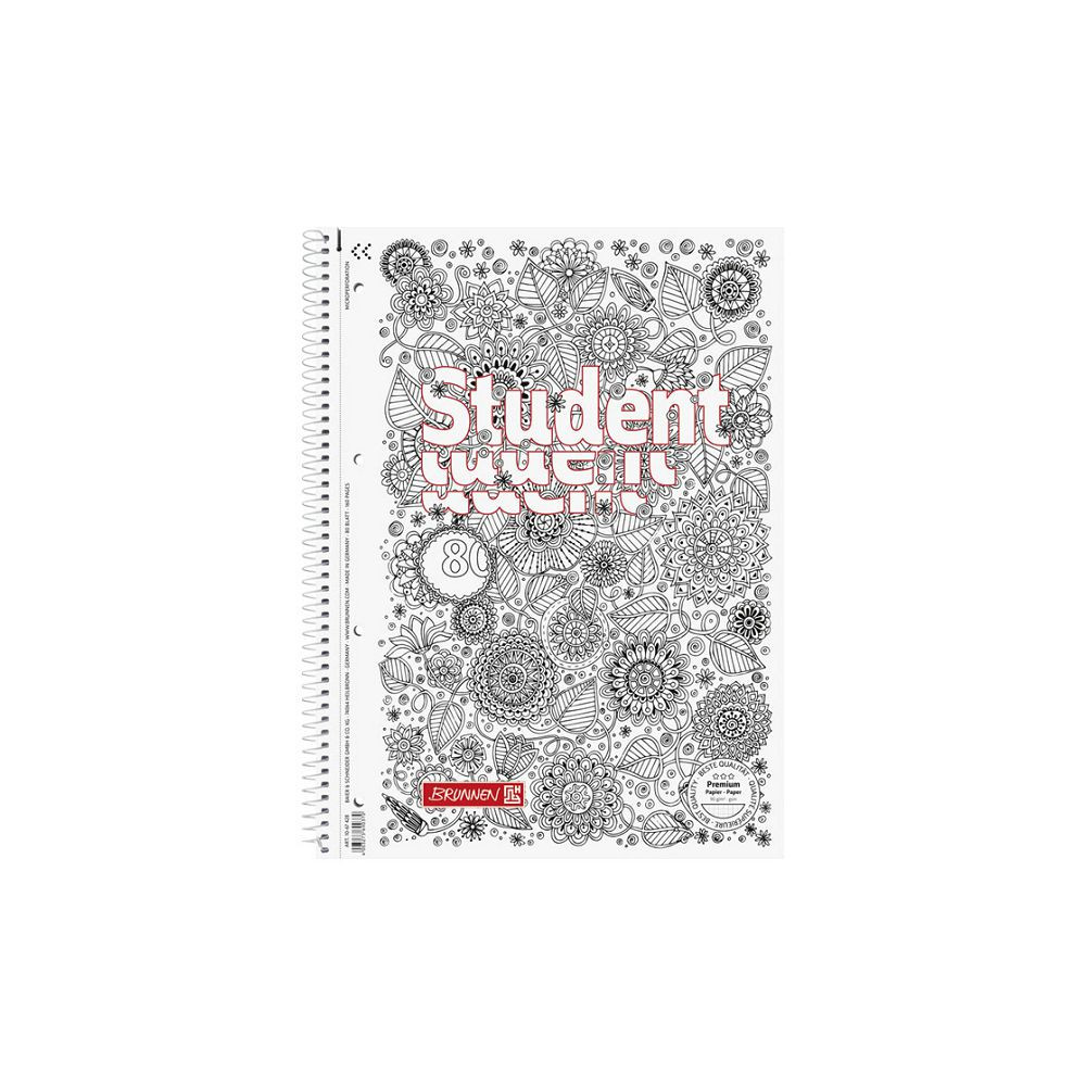 Spiral squared notebook Student Flowers A4 - Brunnen - 90 g/m2 80 sheets