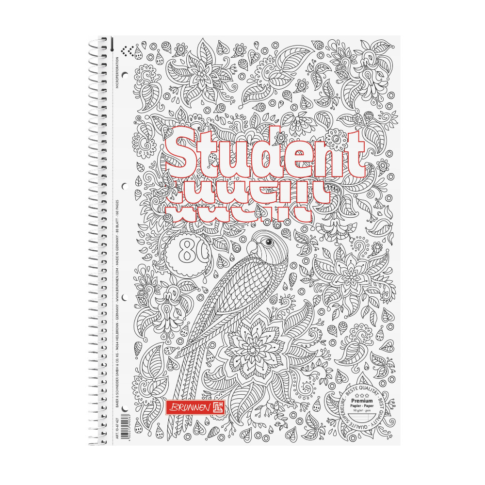 Spiral ruled notebook Student Parrot A4 - Brunnen - 90 g/m2 80 sheets