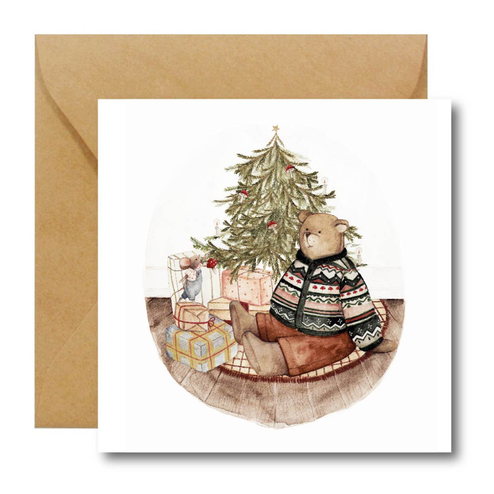 Greeting card - Hi Little - Christmas Bear, 14,5 x 14,5 cm