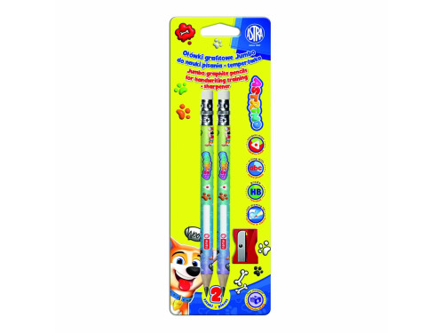 Set of Pencils for handwriting training with sharpener - Astra - HB 2 pcs.