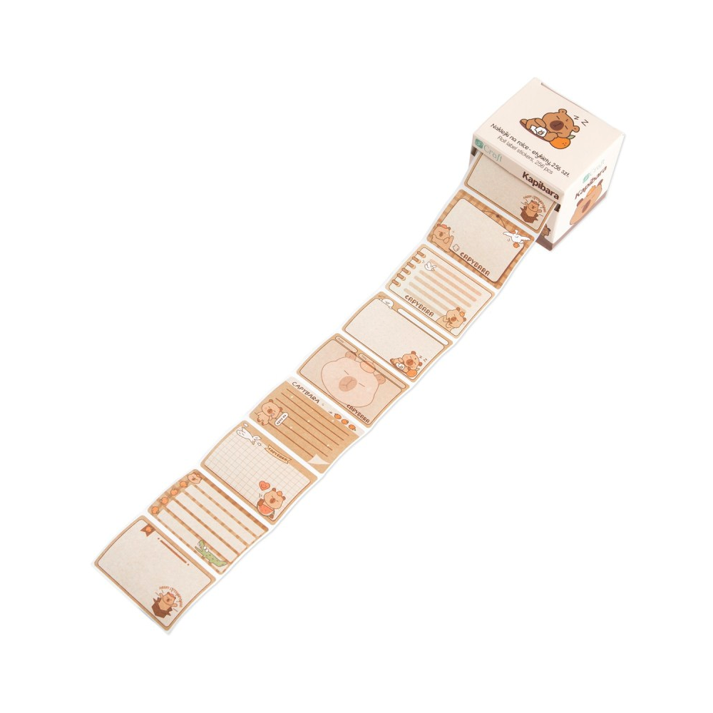 Roll label stickers Capybara - DpCraft - 256 pcs.