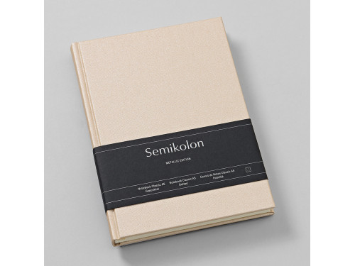 Notatnik w kropki Classic Metallic A5 - Semikolon - Satin Champagne