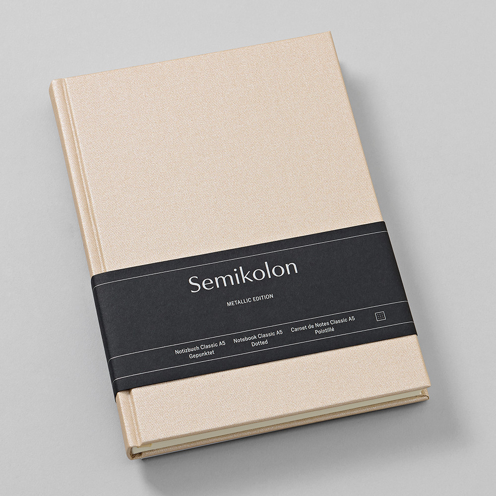 Dotted notebook Classic Metallic A5 - Semikolon - Satin Champagne