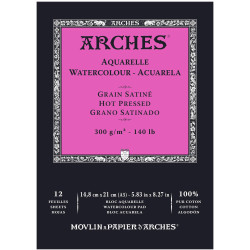 Blok do akwareli A5 - Arches - hot pressed 300 g 12 ark.