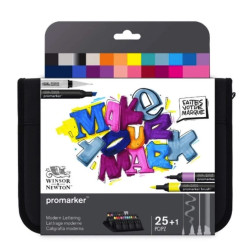 Promarker Modern Lettering set in case - Winsor & Newton - 25 pcs.