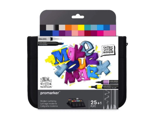 Promarker Modern Lettering set in case - Winsor & Newton - 25 pcs.