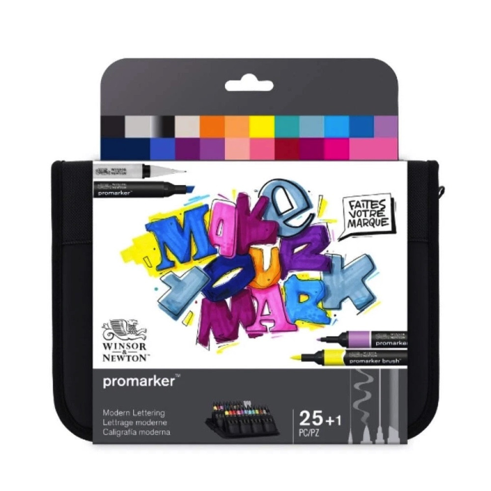 Promarker Modern Lettering set in case - Winsor & Newton - 25 pcs.
