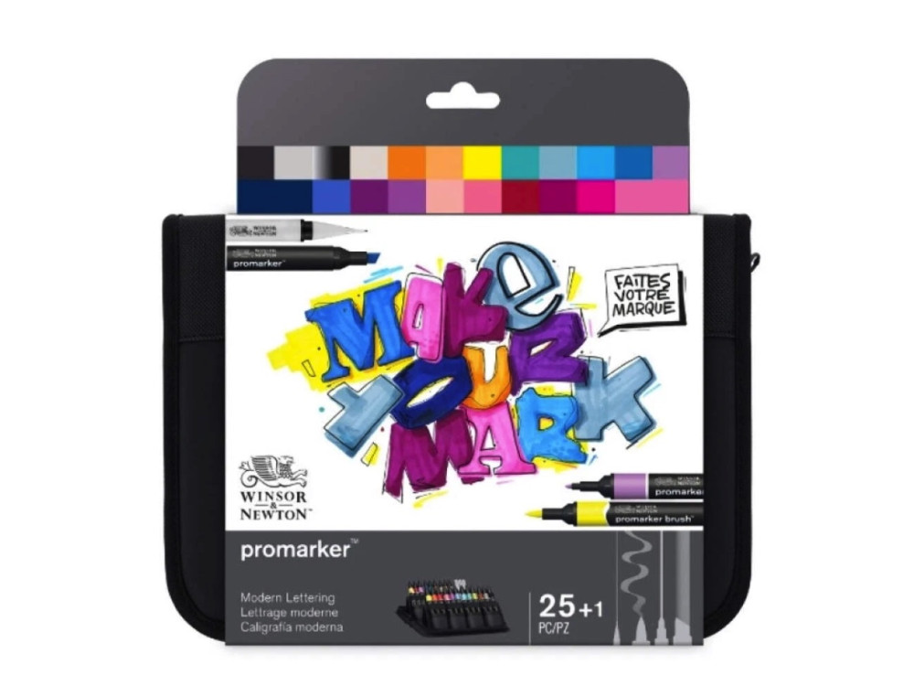 Promarker Modern Lettering set in case - Winsor & Newton - 25 pcs.