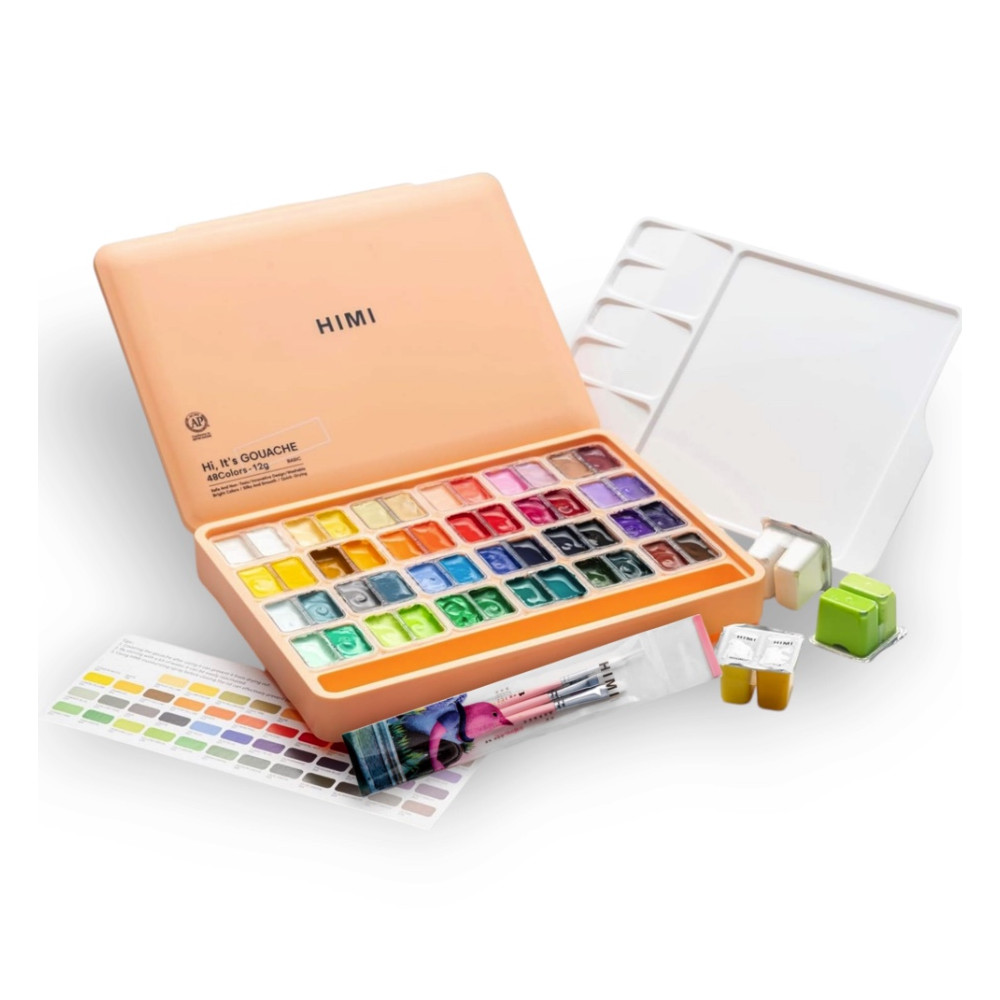 Set of Twin Cup Gouache paints with brushes - HIMI - Peach Fuzz 48 pcs. x 12 g