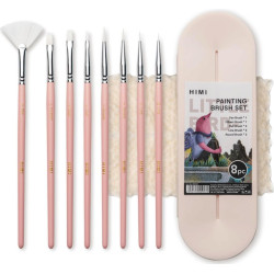 Zestaw pędzli syntetycznych Little Bird w etui - HIMI - Pink 8 szt.
