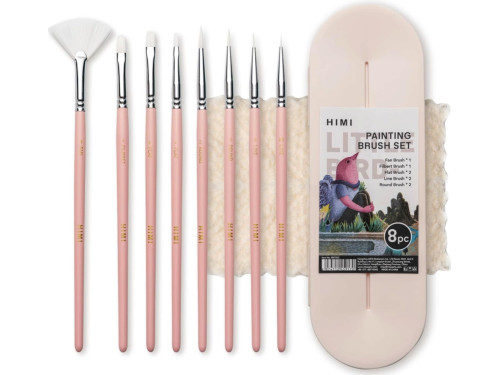 Set of synthetic Little Bird brushes - HIMI - Pink 8 pcs.