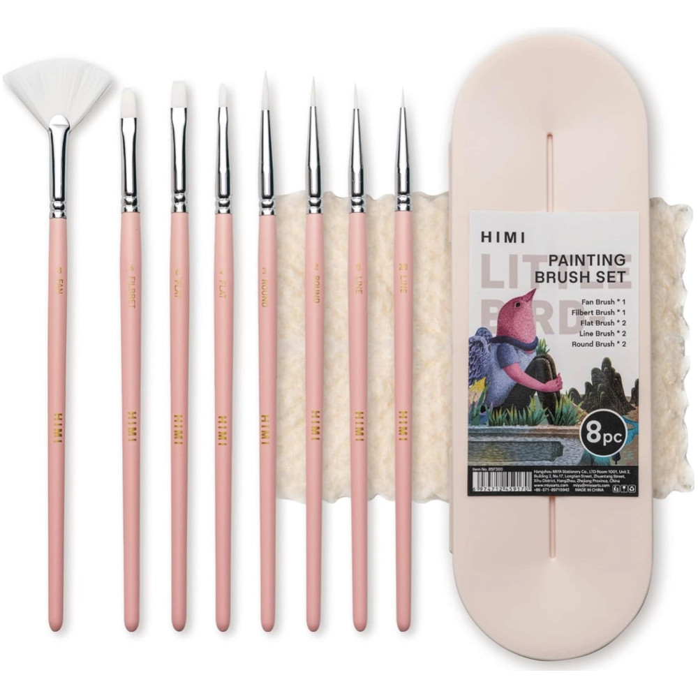 Set of synthetic Little Bird brushes - HIMI - Pink 8 pcs.