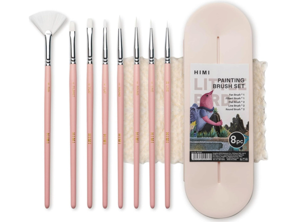 Set of synthetic Little Bird brushes - HIMI - Pink 8 pcs.