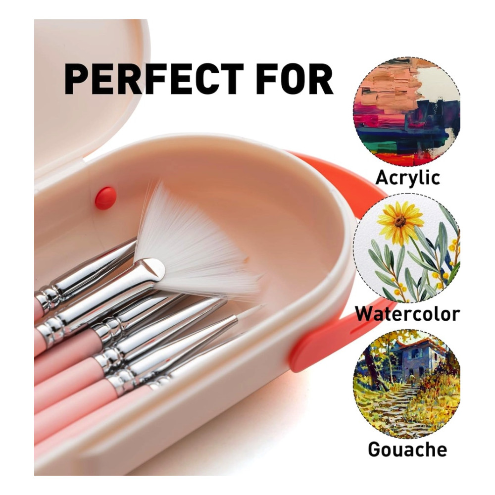 Set of synthetic Little Bird brushes - HIMI - Pink 8 pcs.