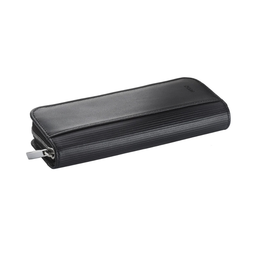 Fountain pen double leather case with zipper A403 - Lamy - Black