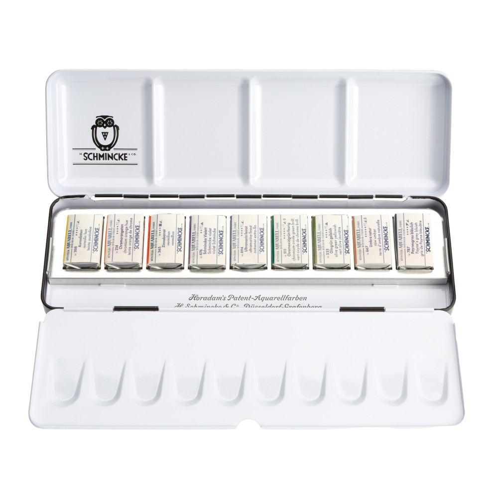 Set of Horadam Aquarell watercolor paints pans - Schmincke - 9 pcs.