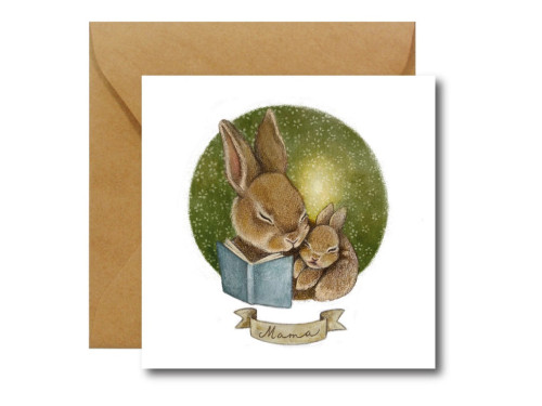 Greeting card - Hi Little - Mama Króliczki 14,5 x 14,5 cm